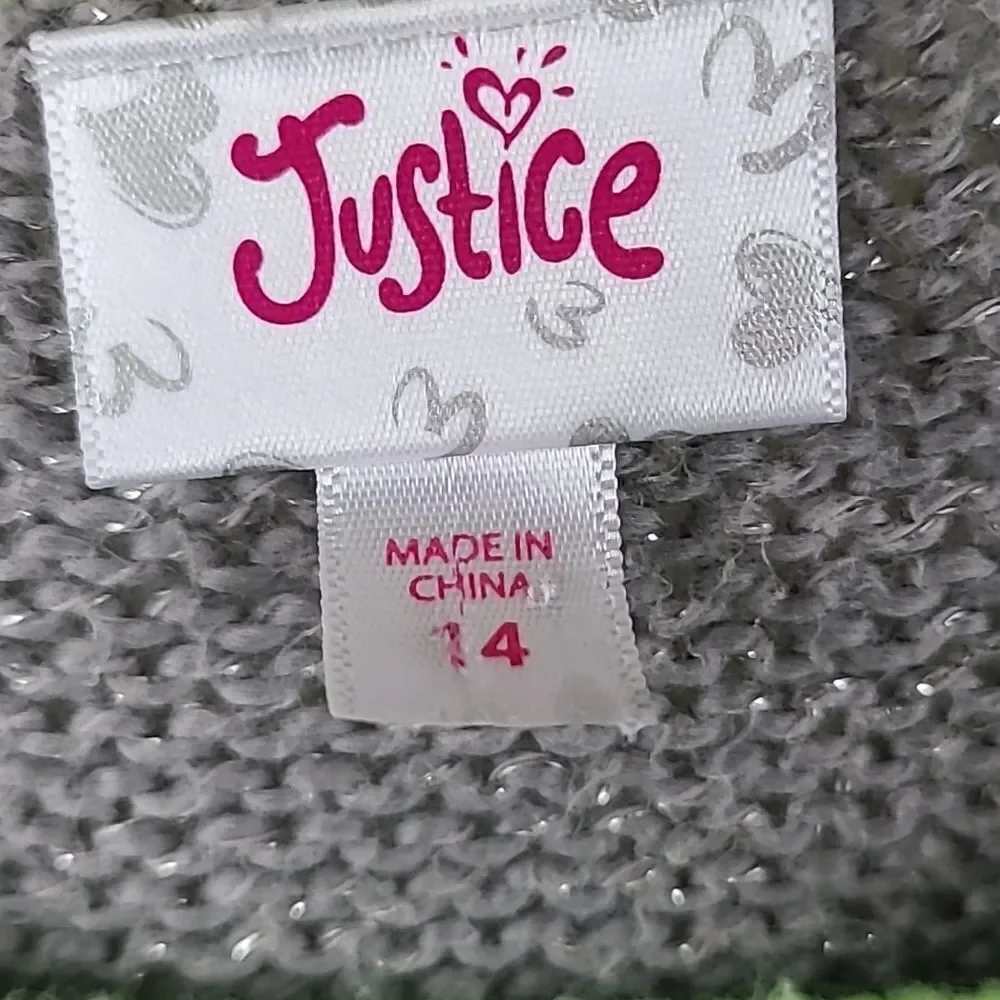 Justice Cute Winter Bear Sweater Girls 14 Pullover Neon Green/Gray Long Sleeves